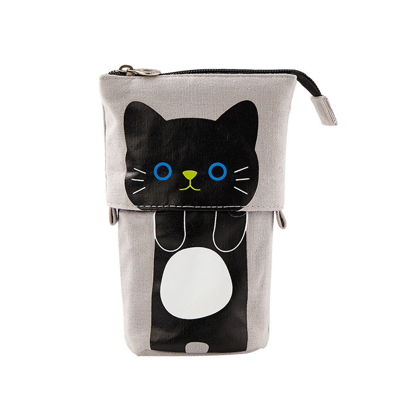 Black Cat Retractable Canvas Pencil Case