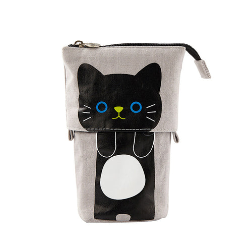 Black Cat Retractable Canvas Pencil Case